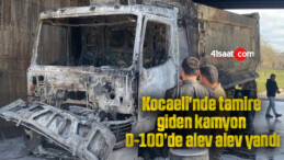 Kocaeli’nde tamire giden kamyon D-100’de alev alev yandı